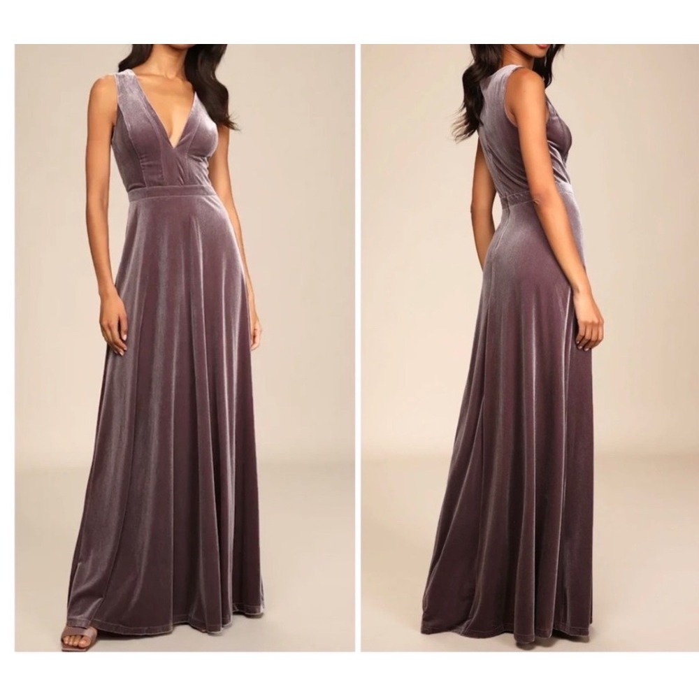 NWT Lulus Beautiful Night Dusty Purple‎ Velvet Sleeveless Maxi Dress Small